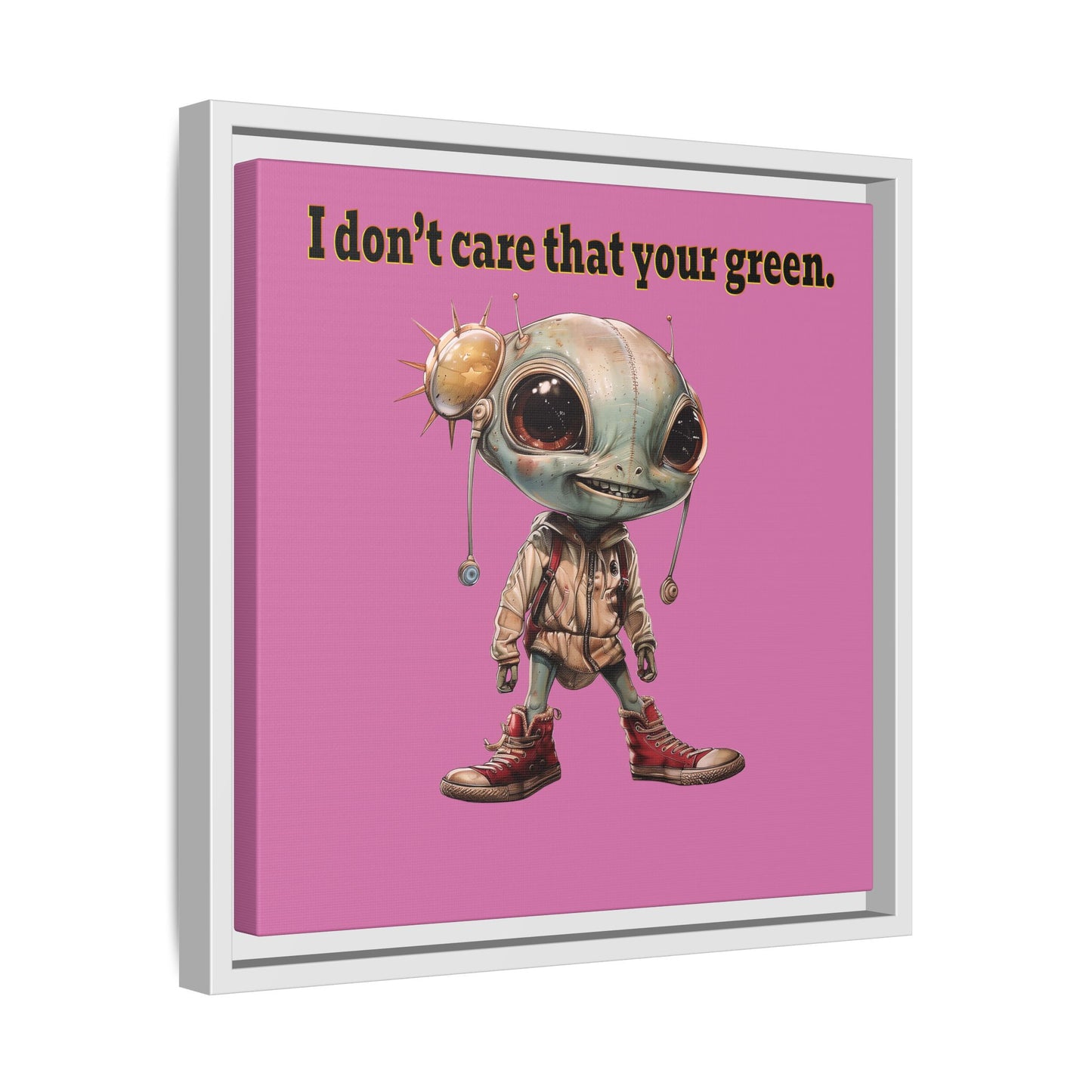 I don't care that your green - framed canvas art (light pink)