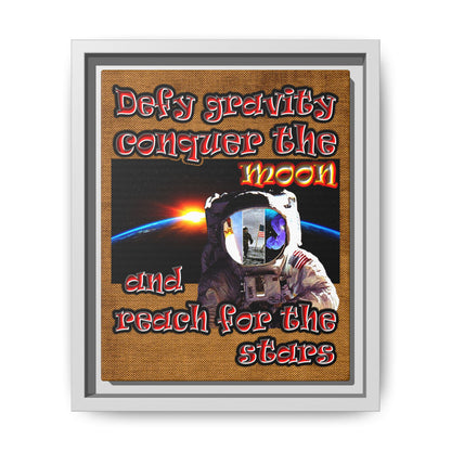 defy conquer reach - framed canvas art (brown papyrus)