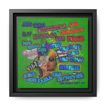 drop the beat - framed canvas art (green turf)