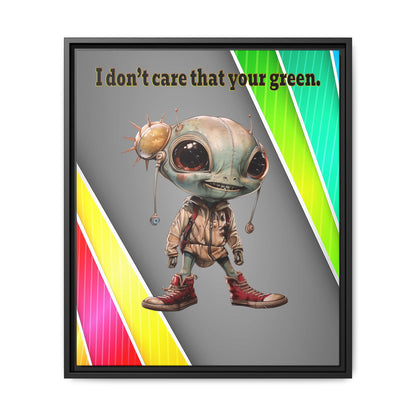 I don't care that your green - framed canvas art (rainbow split)