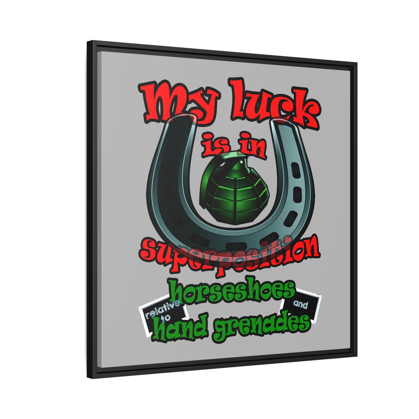 my luck - framed canvas art (light grey)