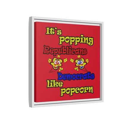 popping like popcorn - framed canvas art (dark red)