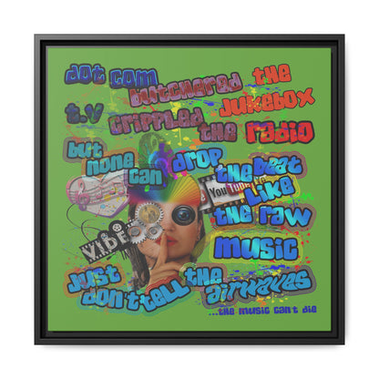 drop the beat - framed canvas art (green)
