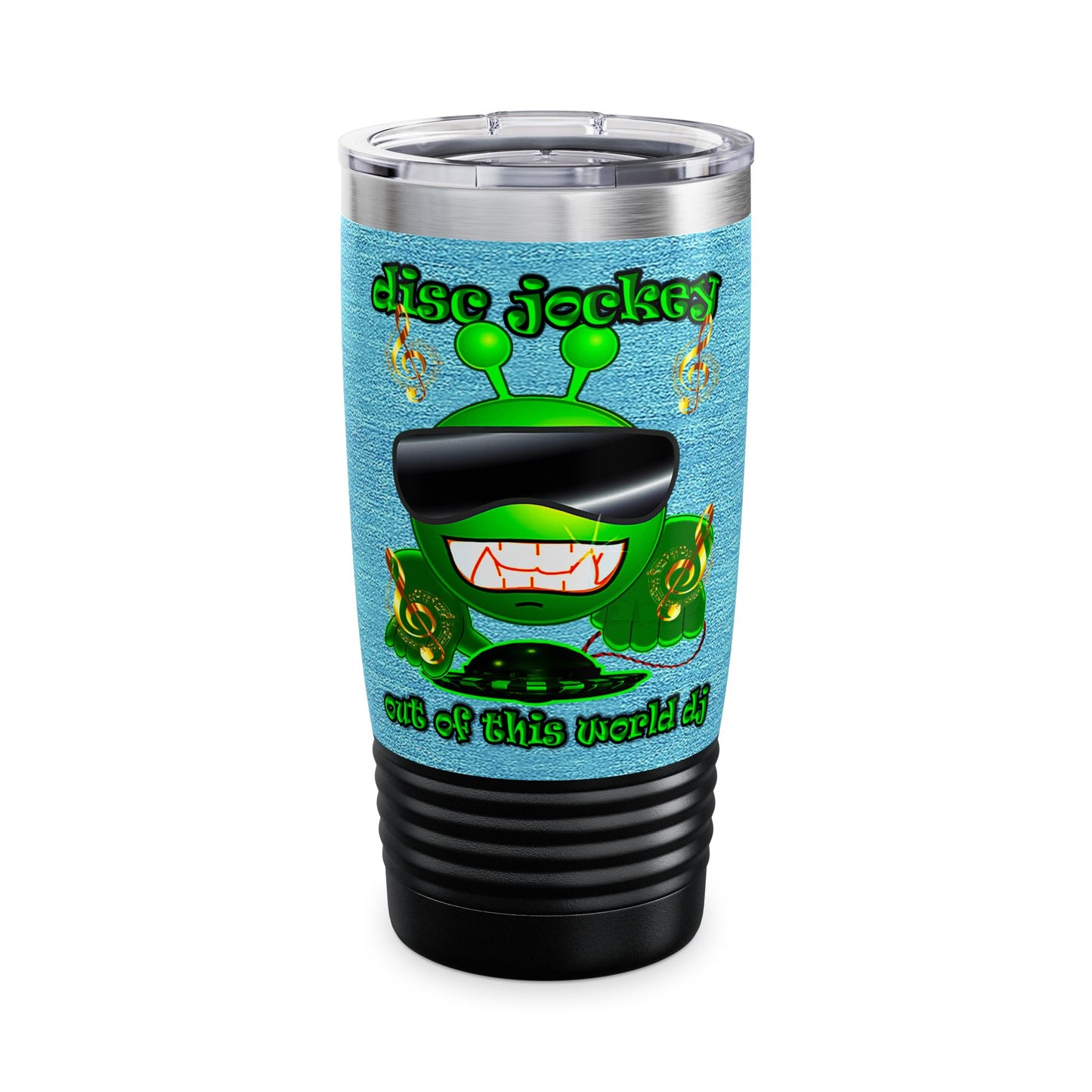 disc jockey - Ringneck Tumbler, 20oz (faded blue)