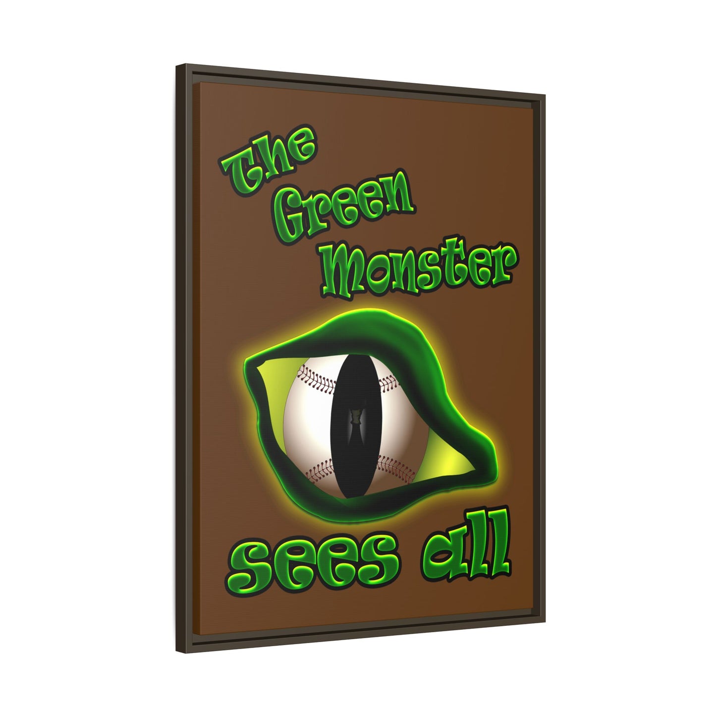 green monster - framed canvas art (brown)
