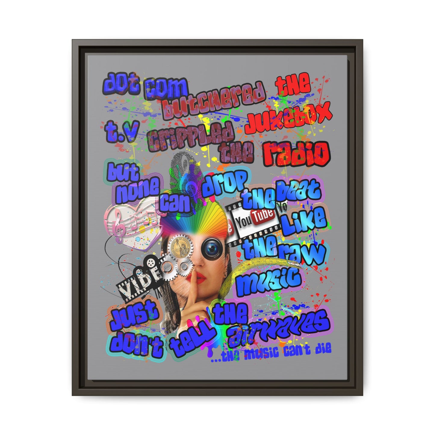 drop the beat - framed canvas art (grey)