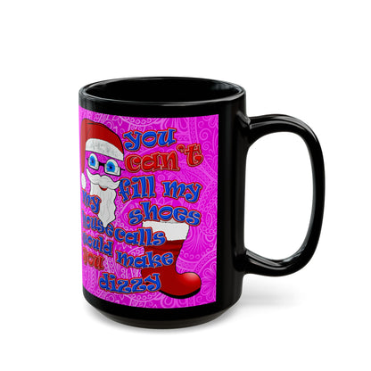 santa's shoes - Black Mug (pink swirl)
