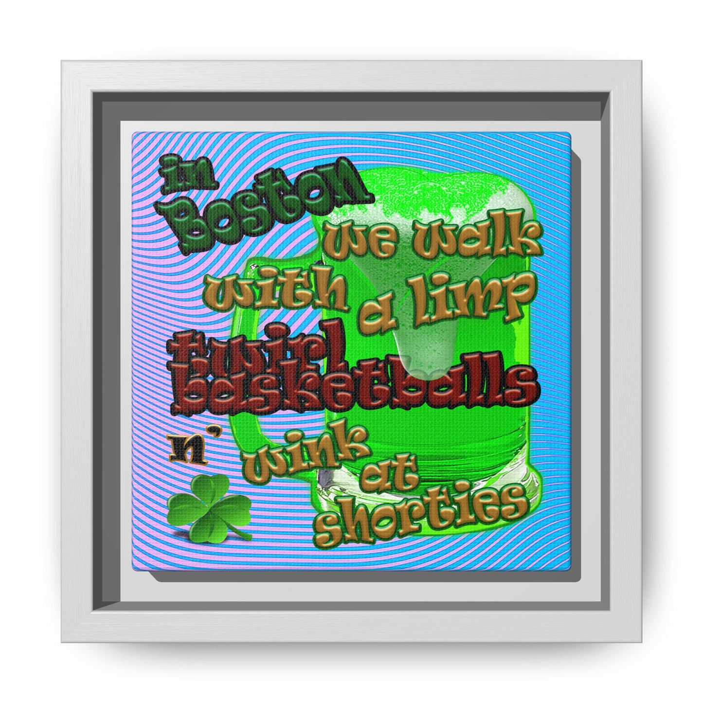 celtics logo - framed canvas art (light blue-purple wave)