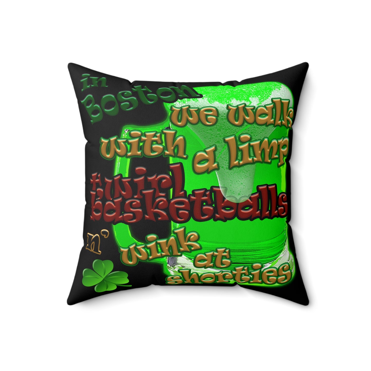 celtics logo - Spun Polyester Square Pillow - (black)