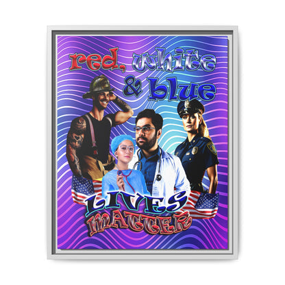 rw&b lives matter - framed canvas art (purple wave)