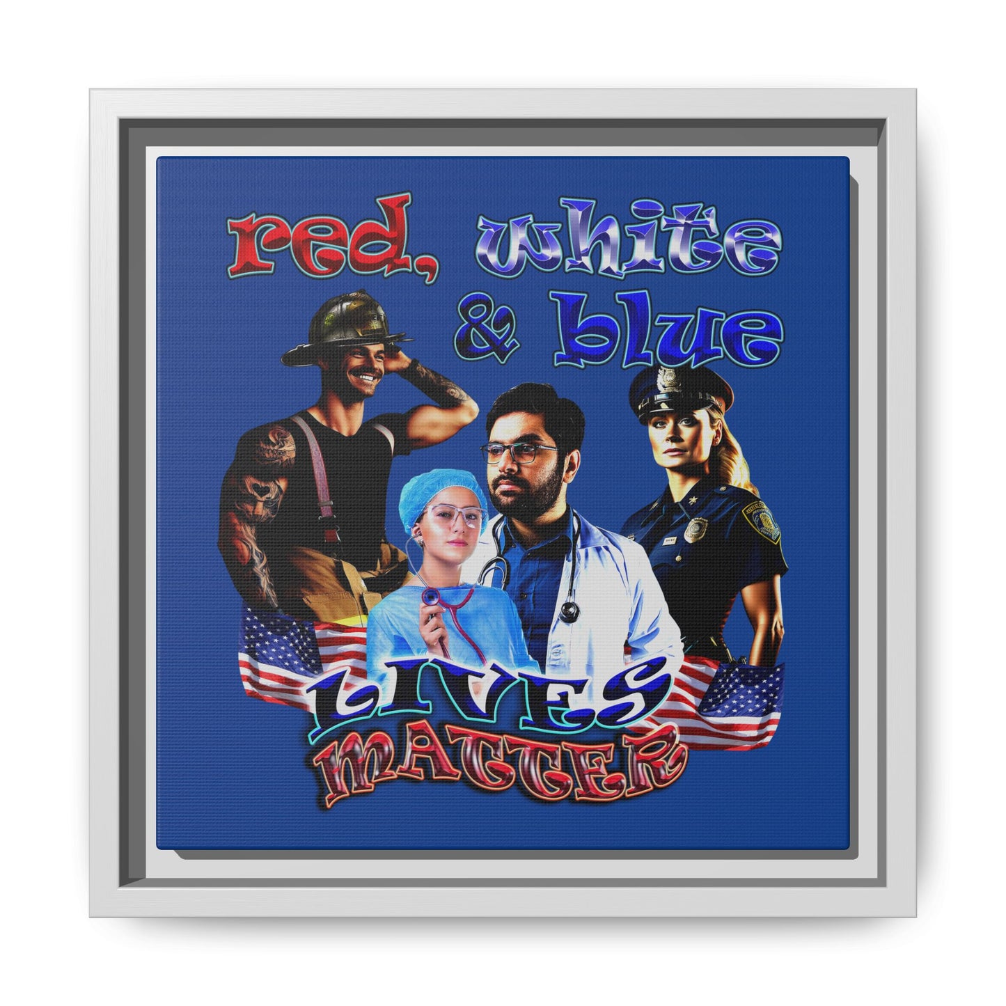 rw&b lives matter - framed canvas art (dark blue)