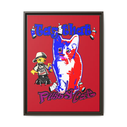 tag that - framed canvas art (dark red)