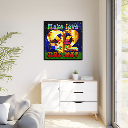 love peace - framed canvas art ('snoops' background)