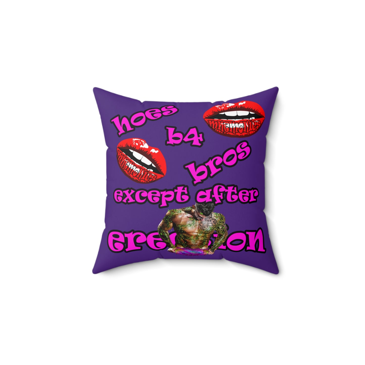 hoes b4 bros - Spun Polyester Square Pillow - (purple)
