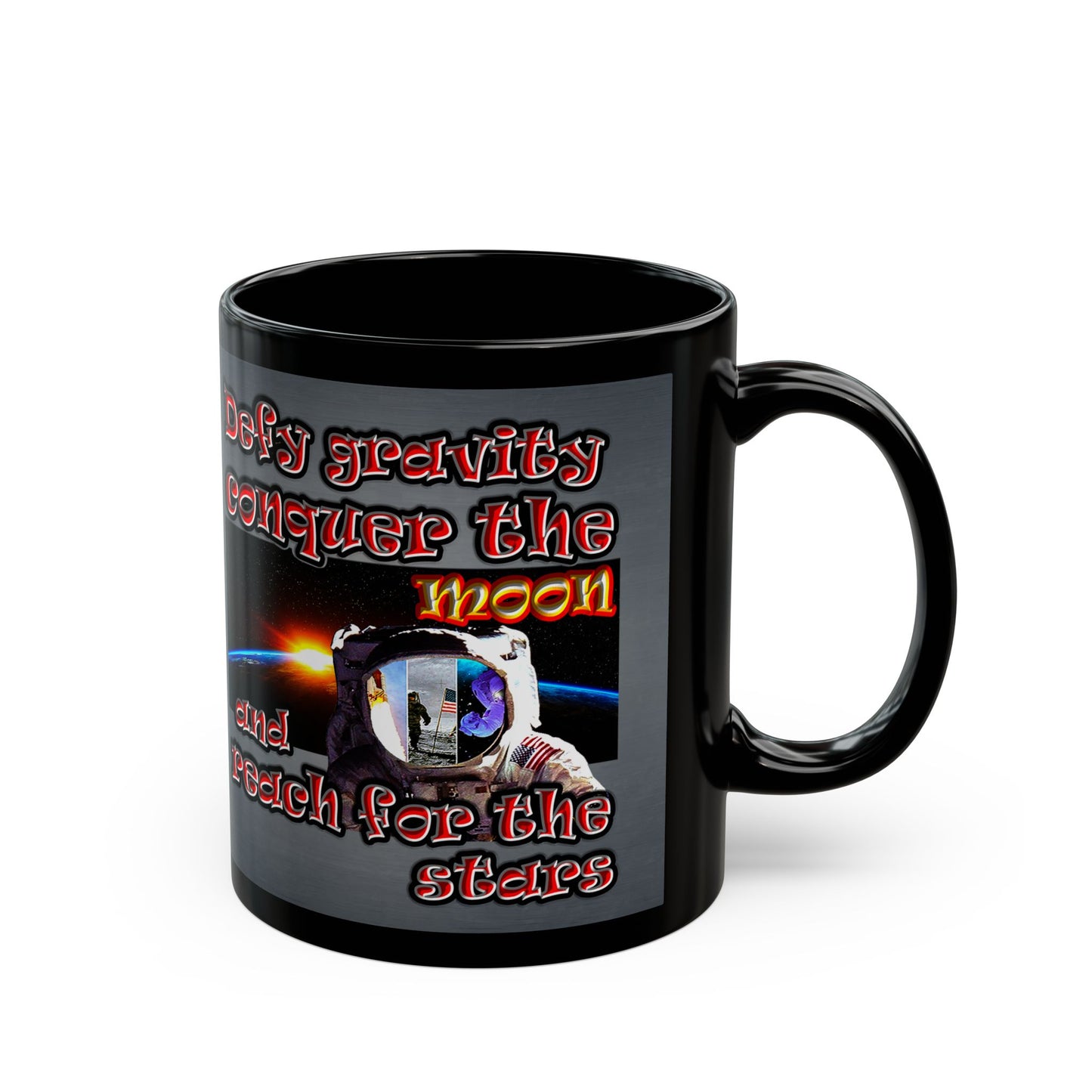 defy conquer reach - Black Mug (grey-light grey)