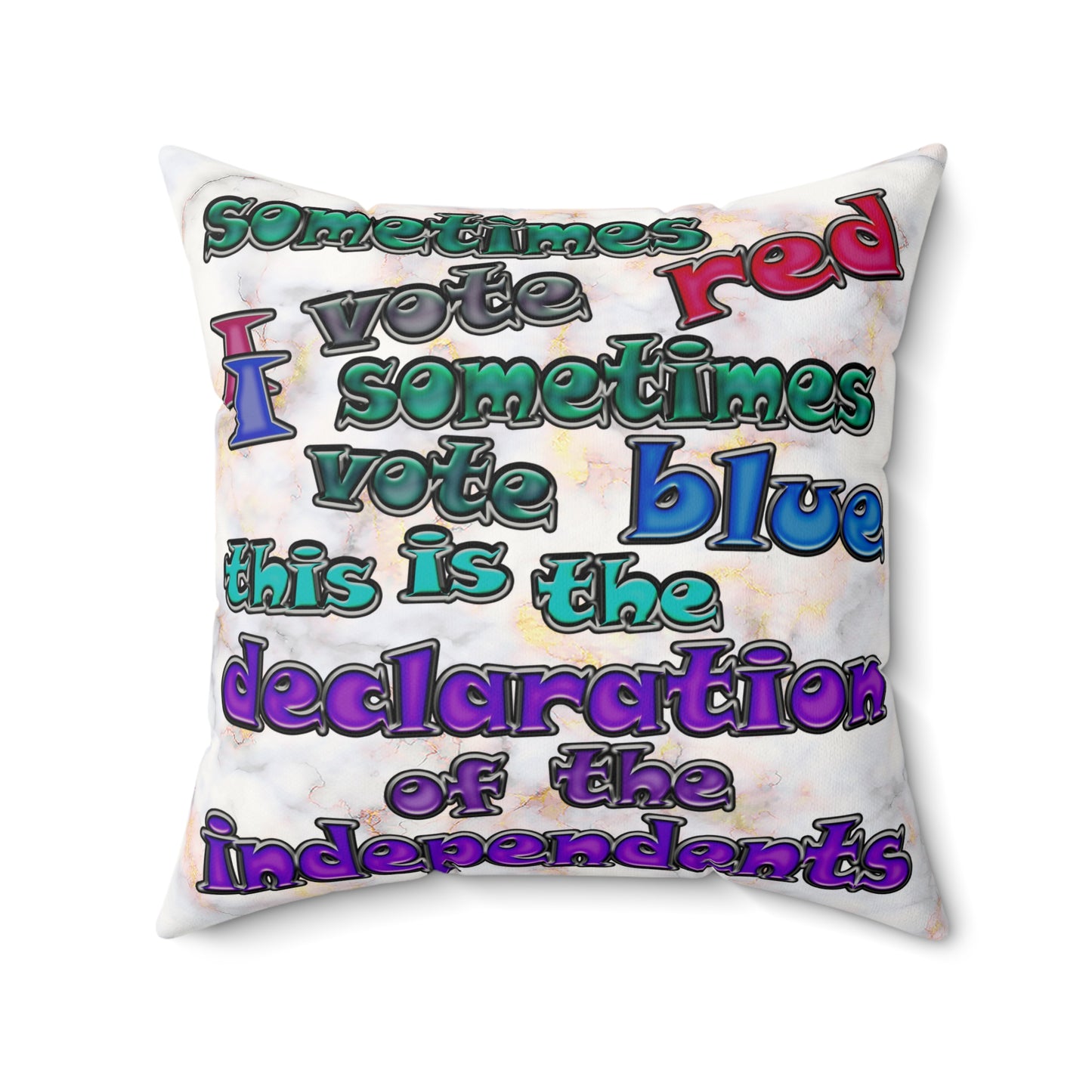 declaration of the independents - Faux Suede Square Pillow - (white marble)
