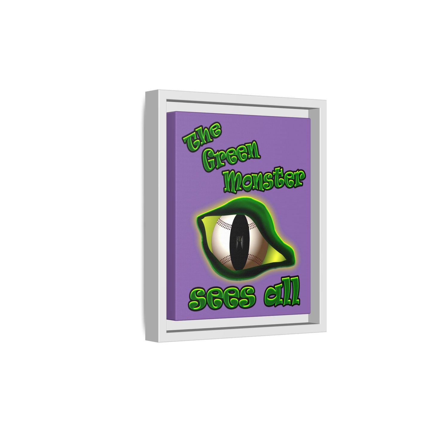 green monster - framed canvas art (light purple)