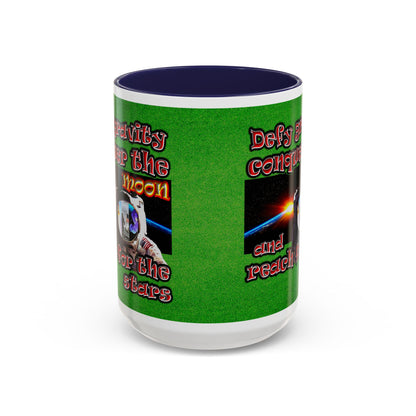 defy conquer reach - Accent Mug (green turf)