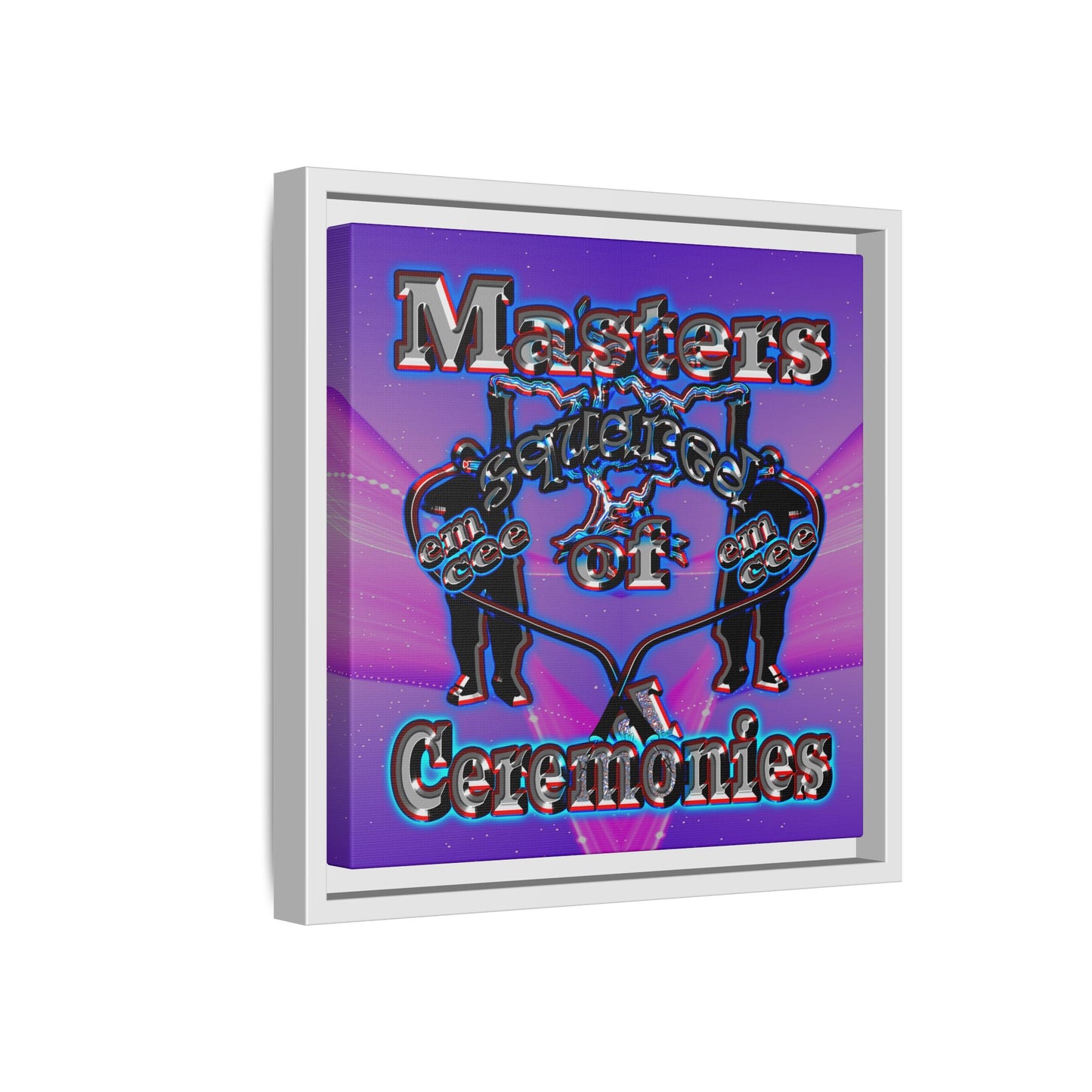 em cee squared - framed canvas art (purple-pink wave)