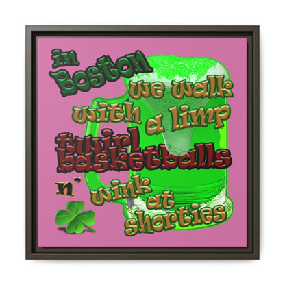 celtics logo - framed canvas art (light pink)