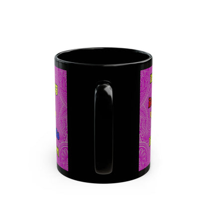 popping like popcorn - Black Mug (pink swirl)