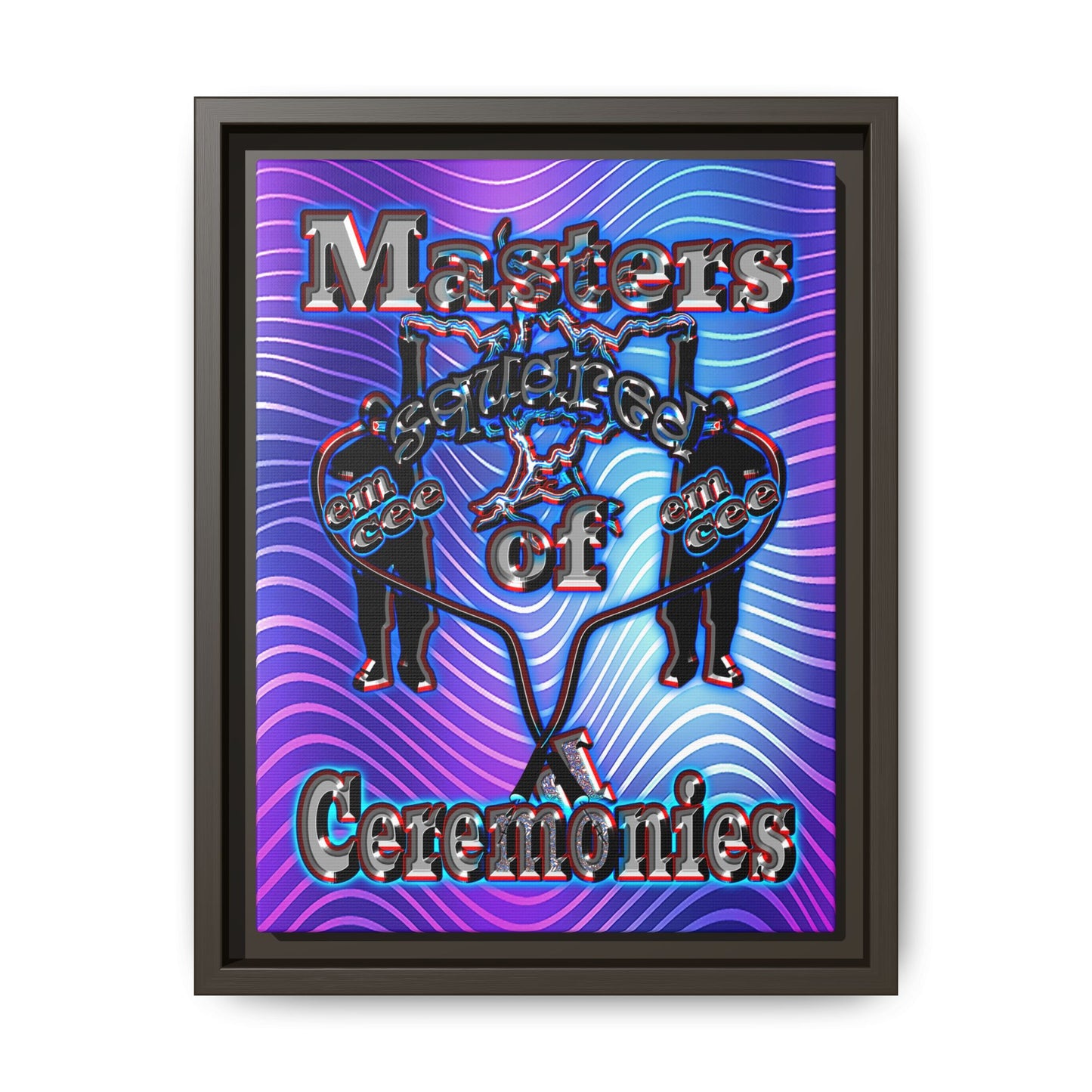 em cee squared - framed canvas art (purple wave)