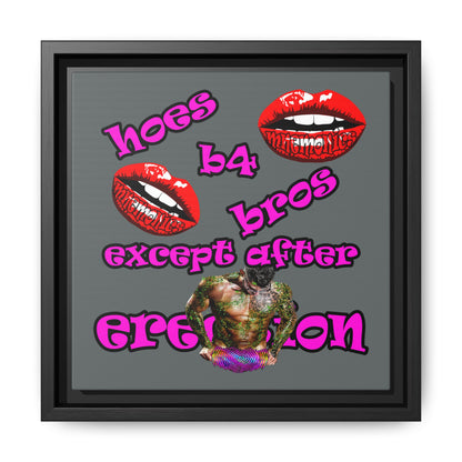 hoes b4 bros - framed canvas art (dark grey)