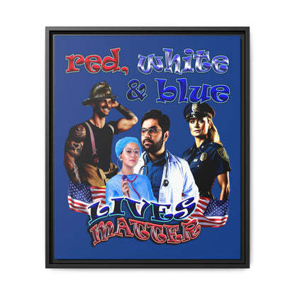 rw&b lives matter - framed canvas art (dark blue)