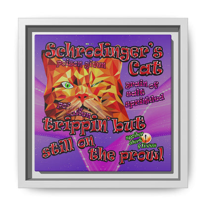 schrodinger's cat - framed canvas art (purple-pink wave)