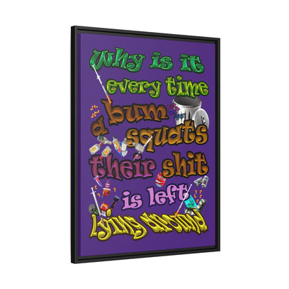 the bum's shit - framed canvas art (purple)