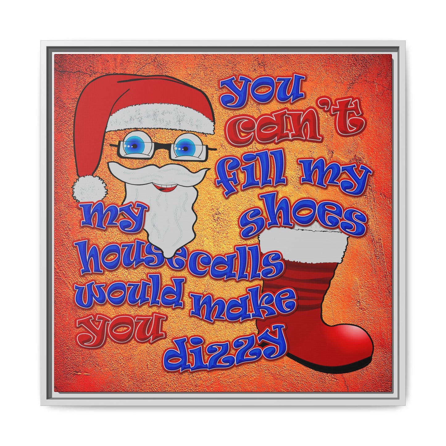 santa's shoes - framed canvas art (burnt orange)