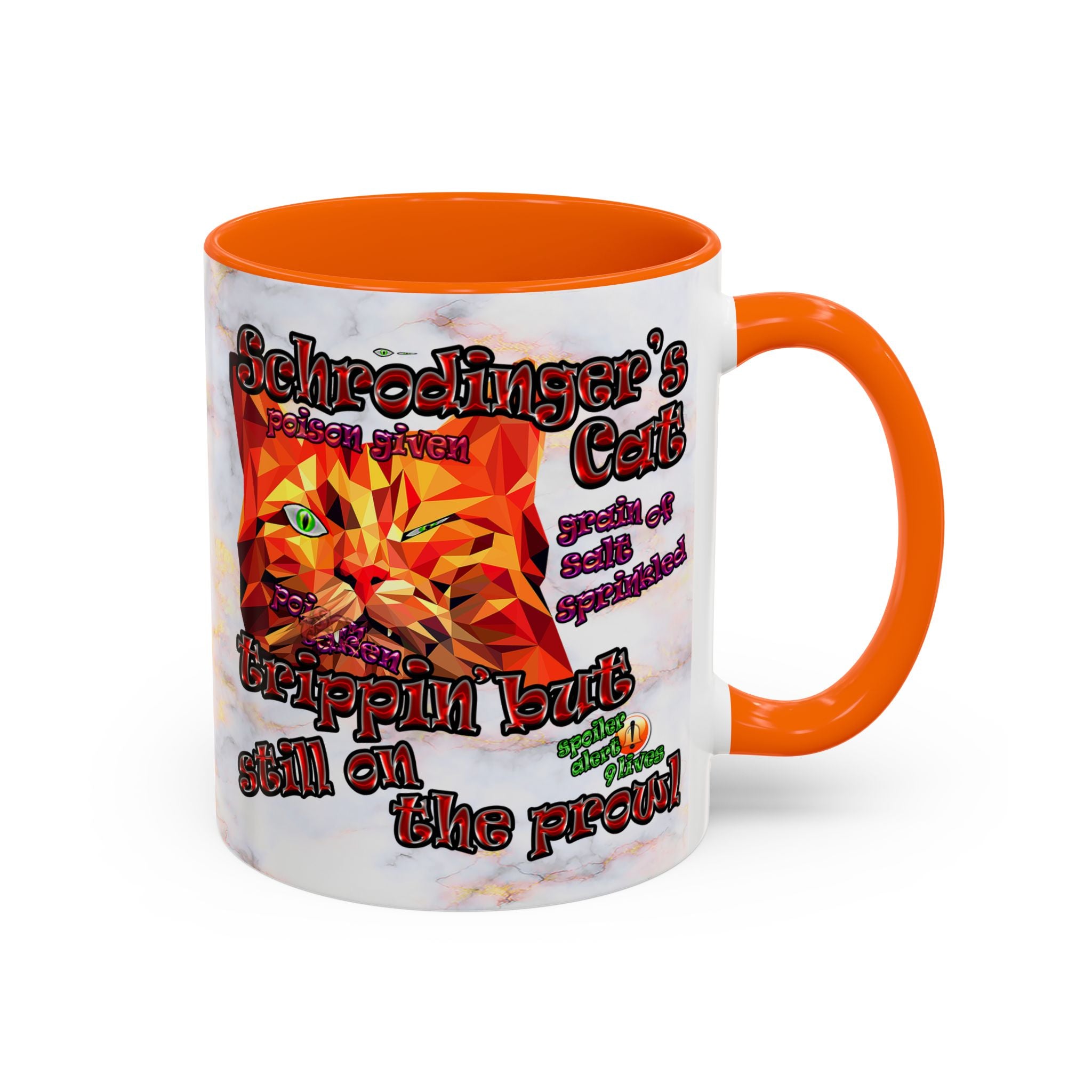 schrodinger's cat - Accent Mug (white marble)