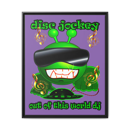 disc jockey - framed canvas art (light purple)