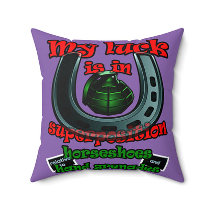 my luck - Spun Polyester Square Pillow - (light purple)