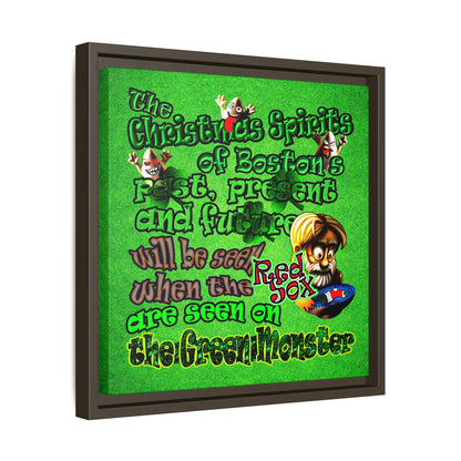christmas spirits of boston - framed canvas art (green turf)