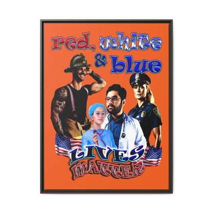 rw&b lives matter - framed canvas art (orange)