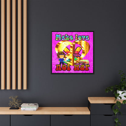 love peace - framed canvas art (pink swirl)