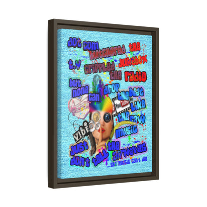 drop the beat - framed canvas art (faded blue)