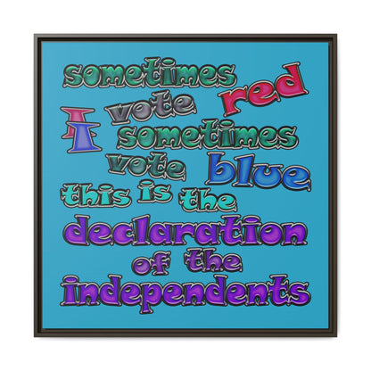 declaration of the independents - framed canvas art (turquoise)