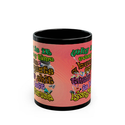 the bum's shit - Black Mug (yellow-orange wave)