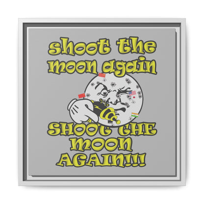 shoot the moon again - framed canvas art (light grey)