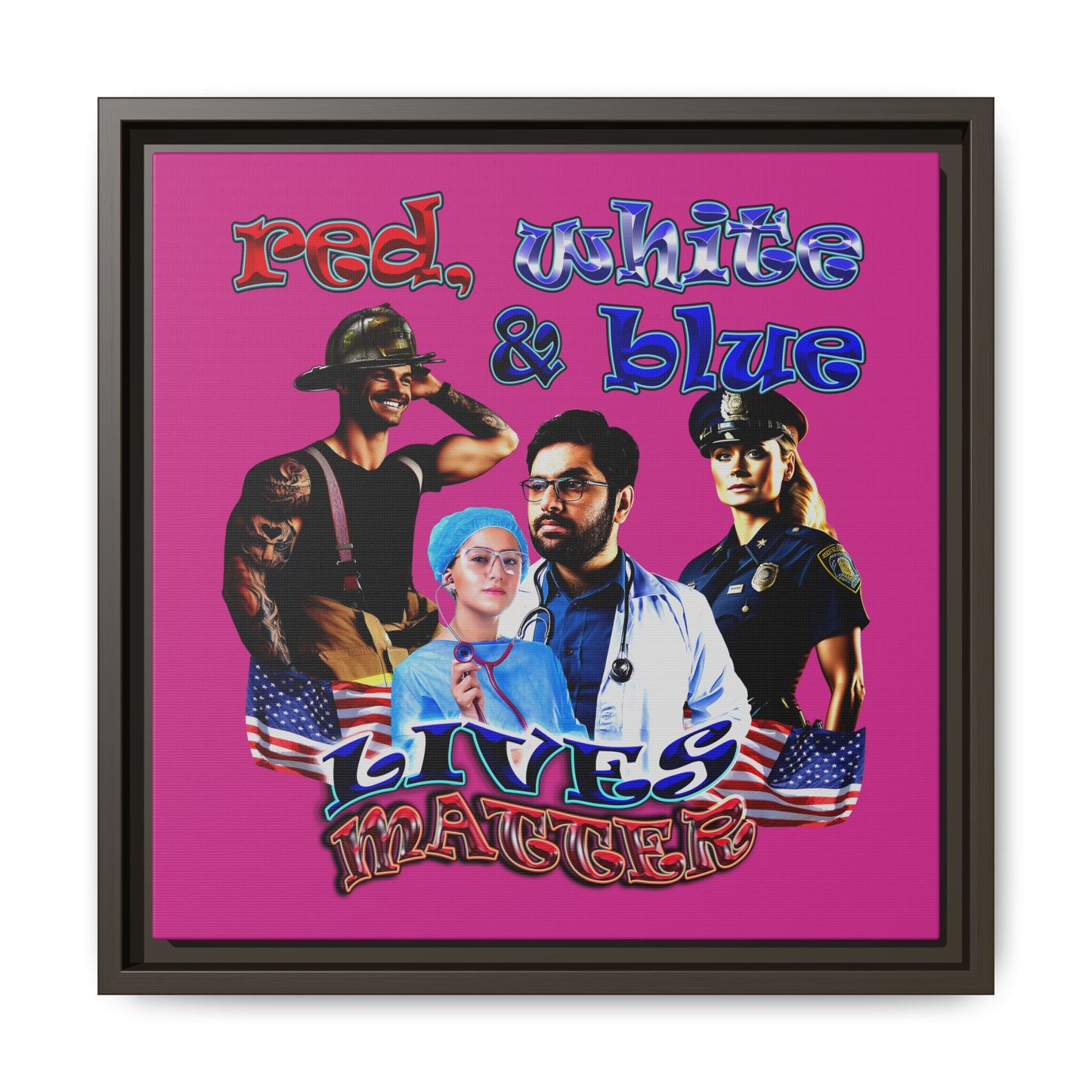rw&b lives matter - framed canvas art (pink)