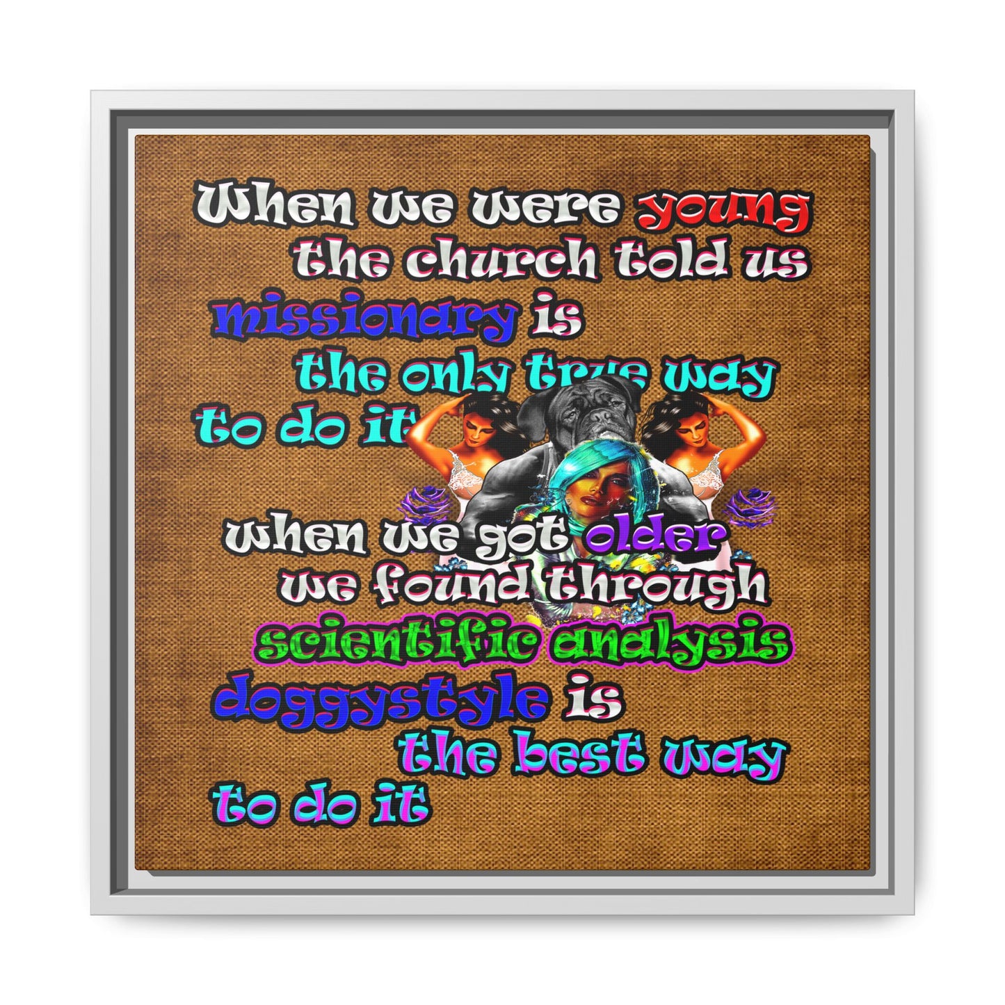 doggystyle - framed canvas art (brown papyrus)