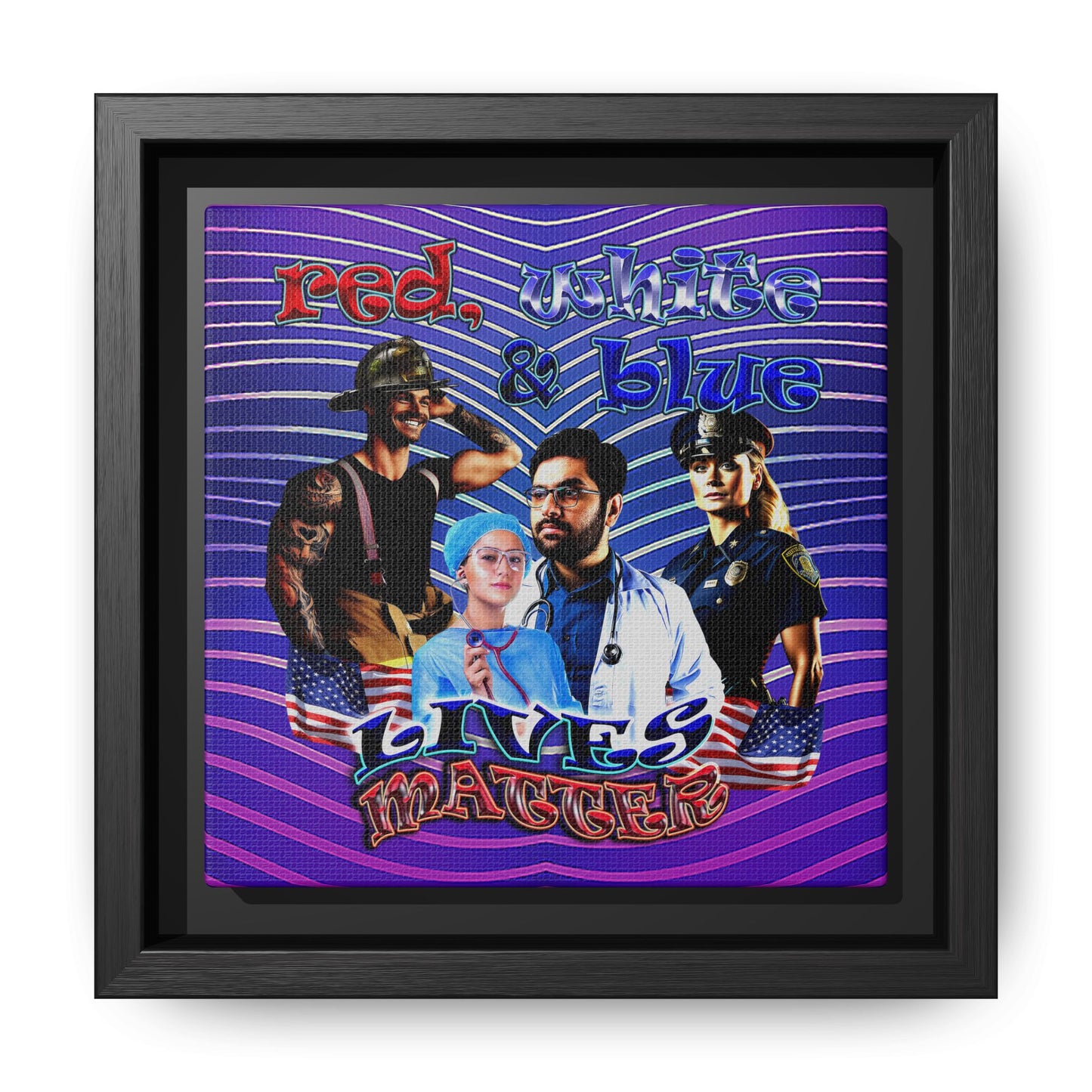 rw&b lives matter - framed canvas art (purple wave)