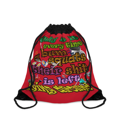 the bum's shit - Drawstring Bag (dark red)