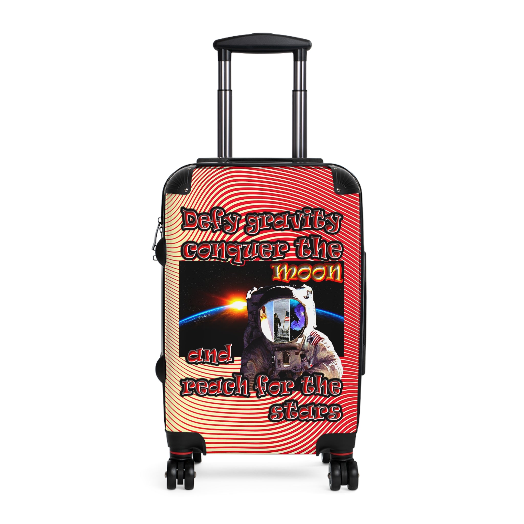 defy conquer reach - suitcase (yellow-orange wave)