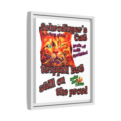 schrodinger's cat - framed canvas art (white)