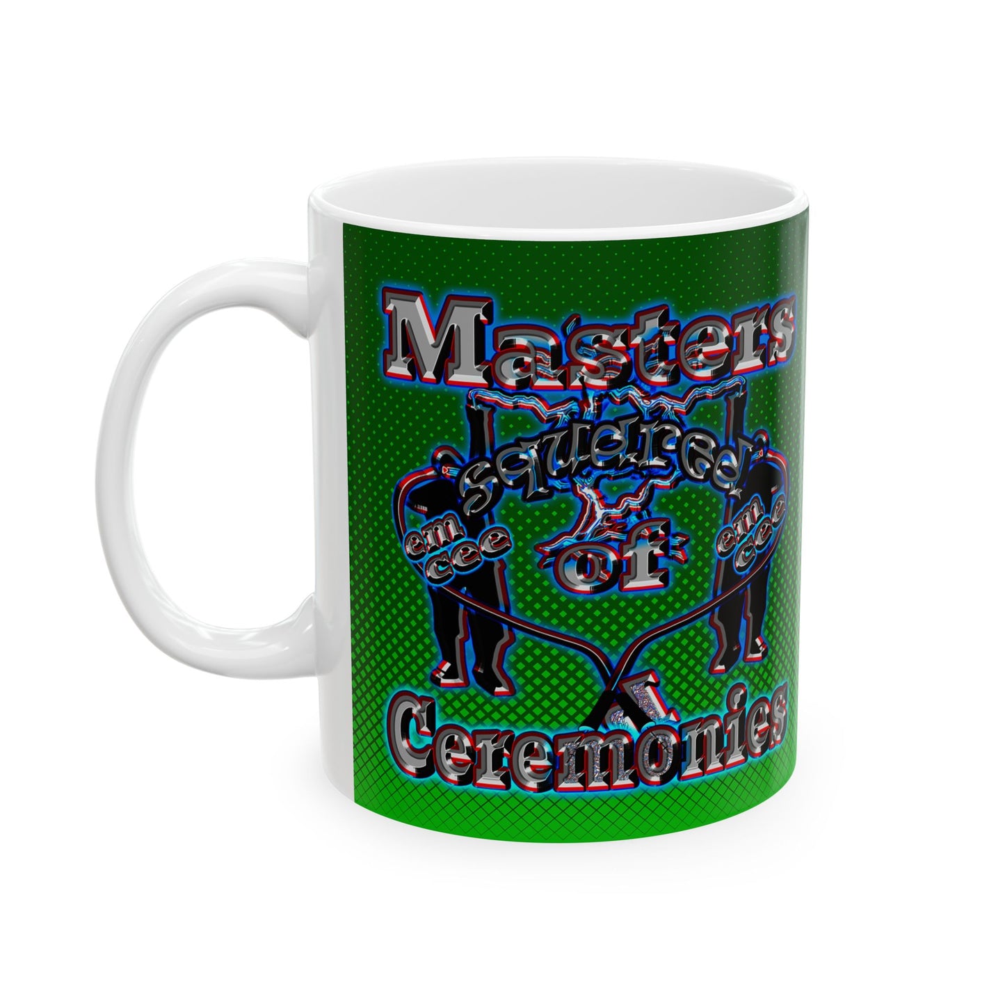 em cee squared - White Mug (logo green)