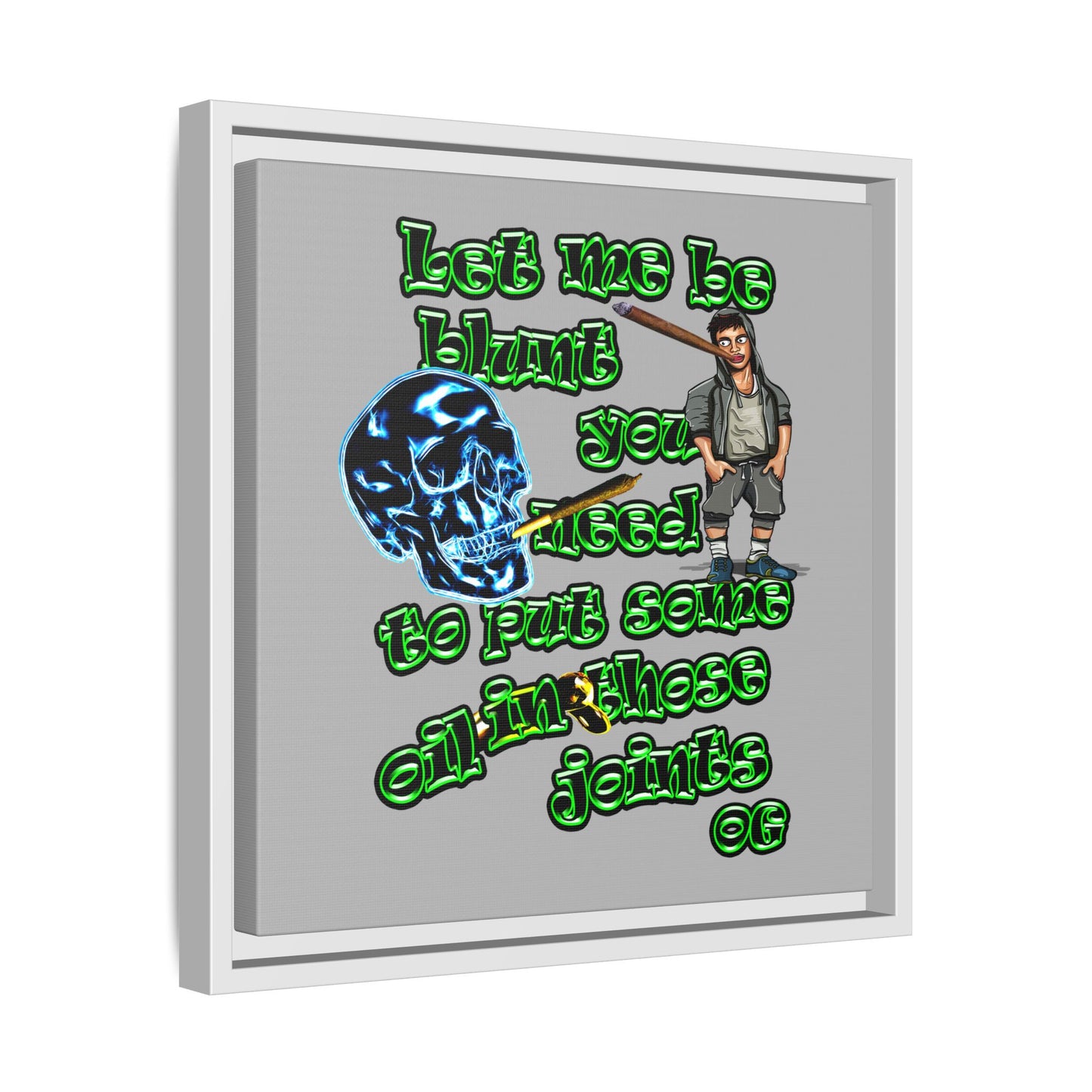 og - framed canvas art (light grey)