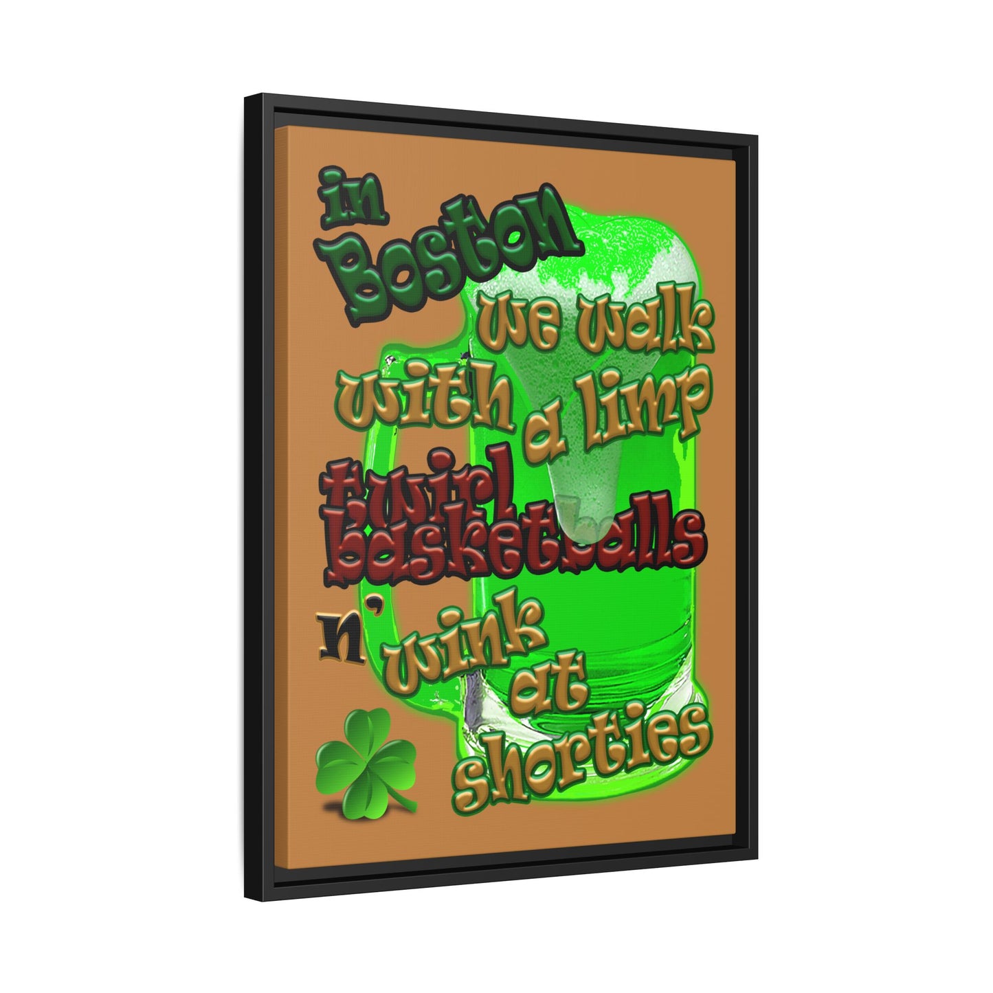 celtics logo - framed canvas art (light brown)